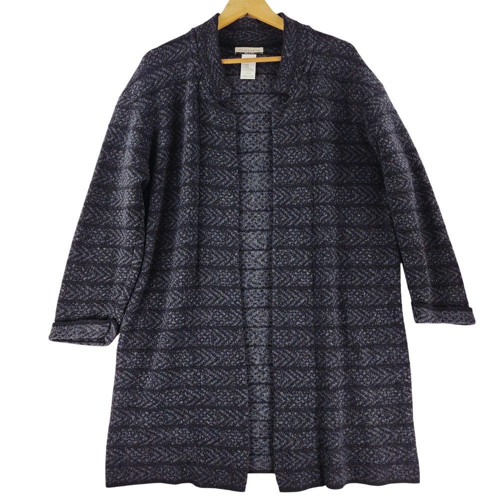 Chiaramente Cardigan Womens M Wool Blend Long Coatigan Gray Made Italy